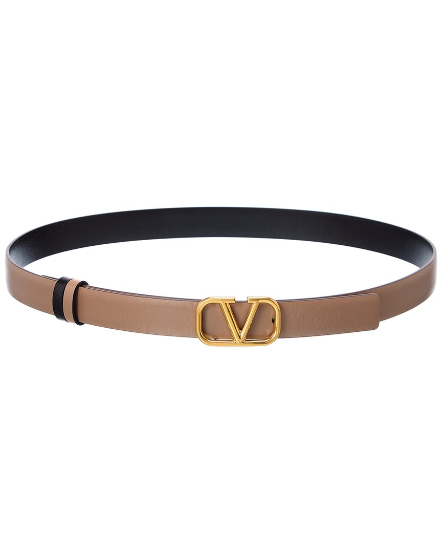 Valentino Garavani Valentino Vlogo 20mm Reversible Leather Belt In Brown