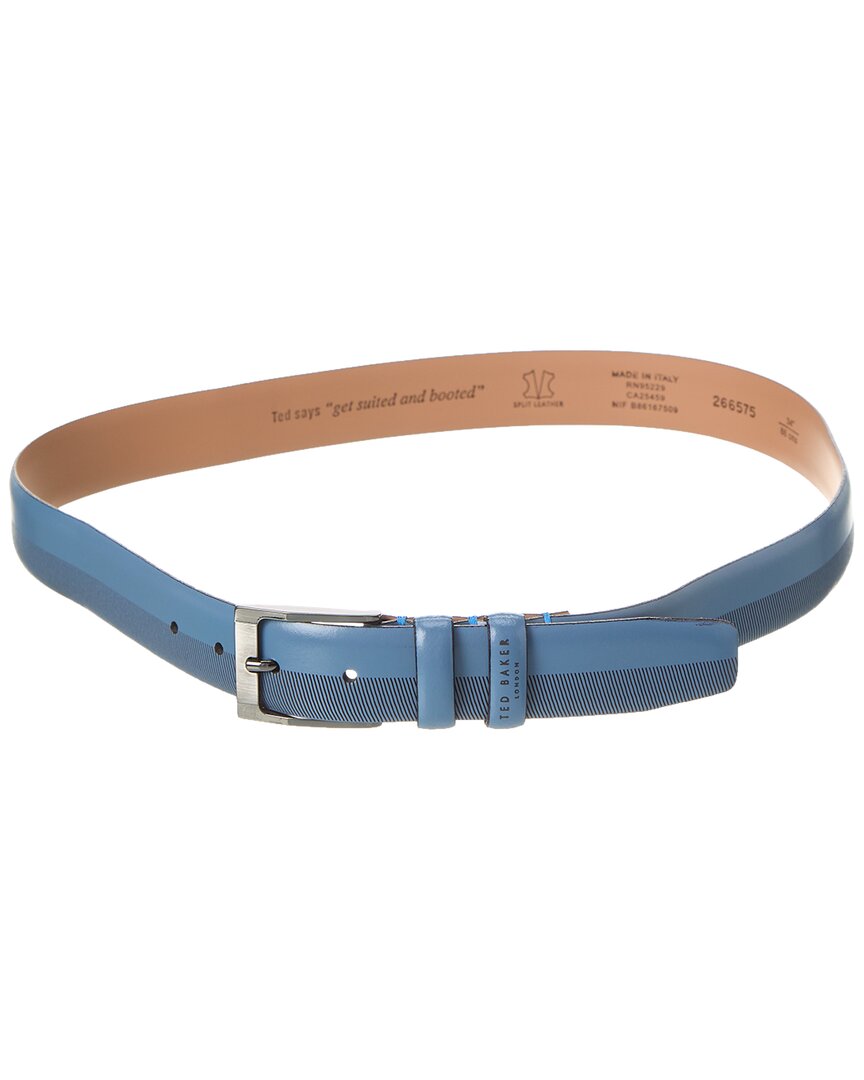 Shop Ted Baker Harvii Etched Leather Belt In Blue