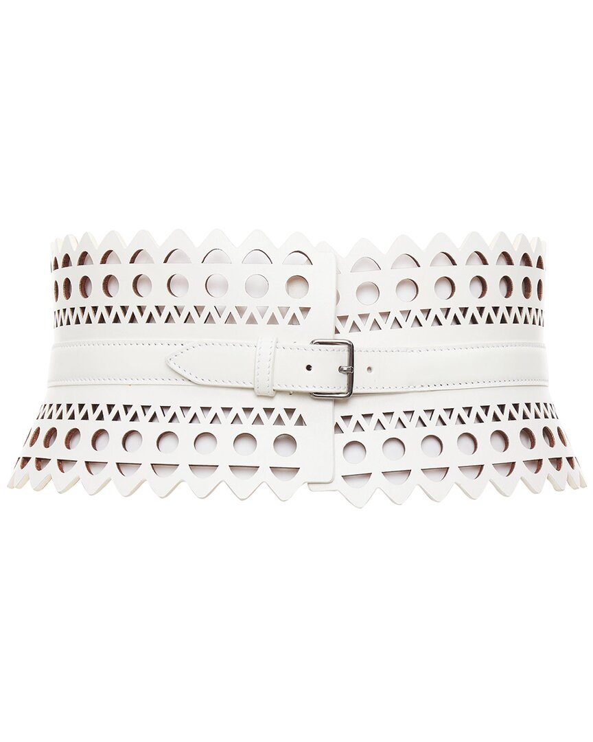 Pre-owned Alaïa Leather Geometric Cut Out Belt (authentic Pre-loved)