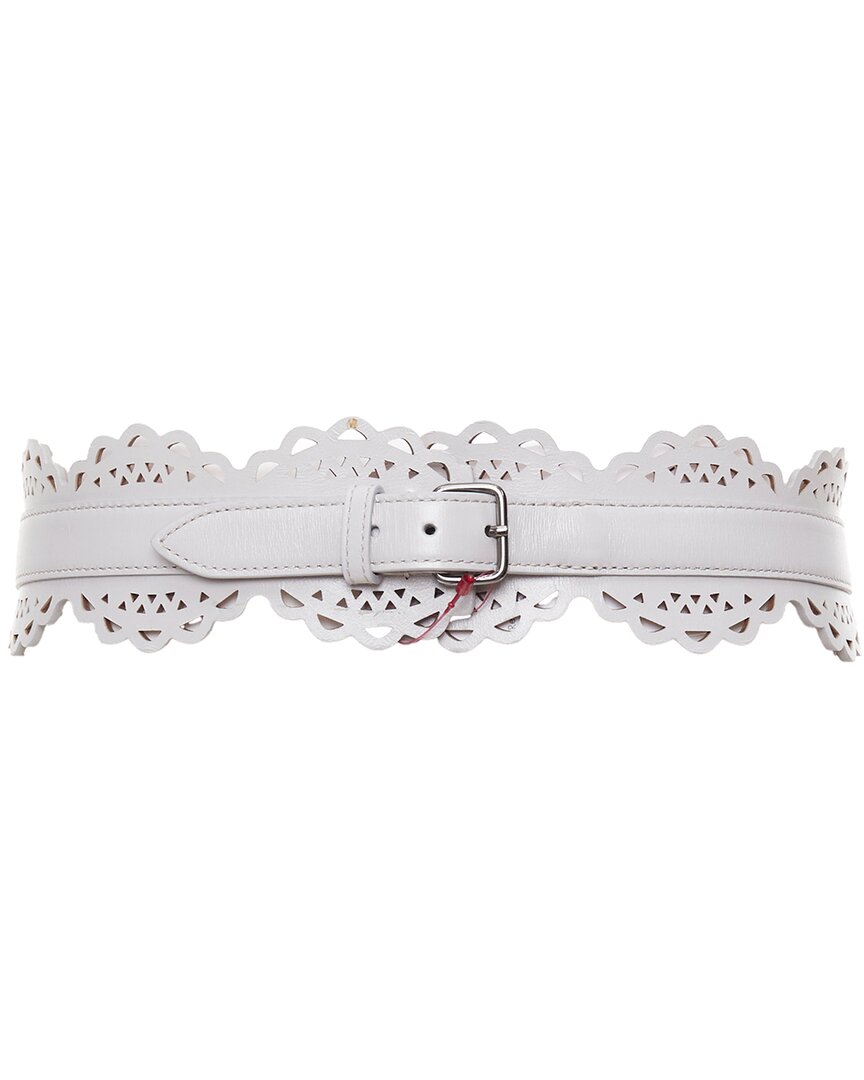Pre-owned Alaïa Leather Laser Cut Scallop Belt (authentic Pre-loved)