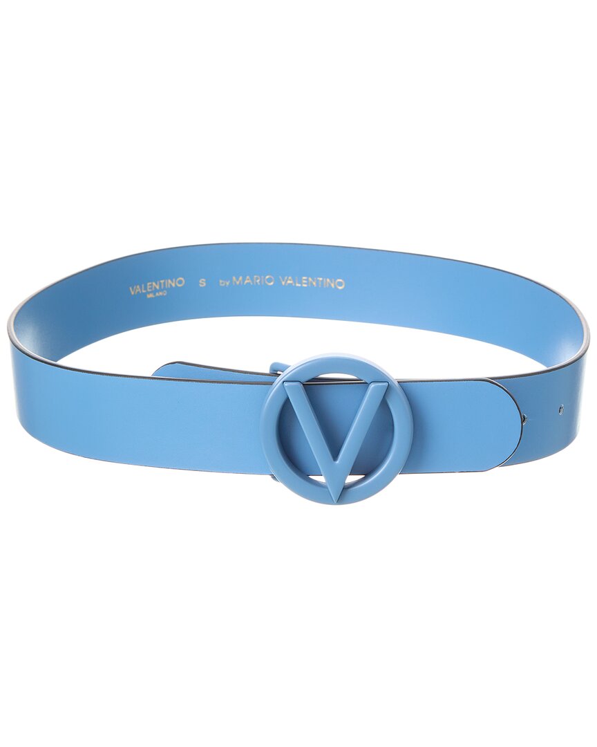 Valentino By Mario Valentino Giusy Leather Belt In Blue