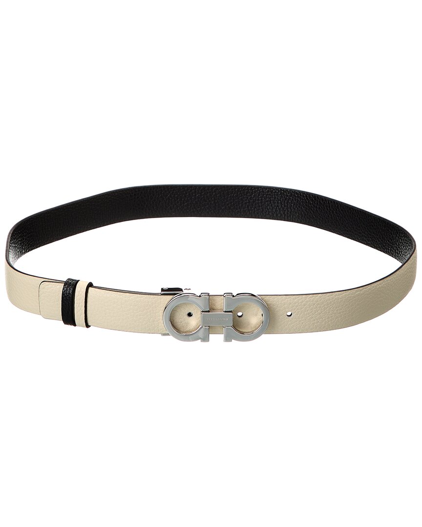 Ferragamo Gancini Reversible & Adjustable Leather Belt In White