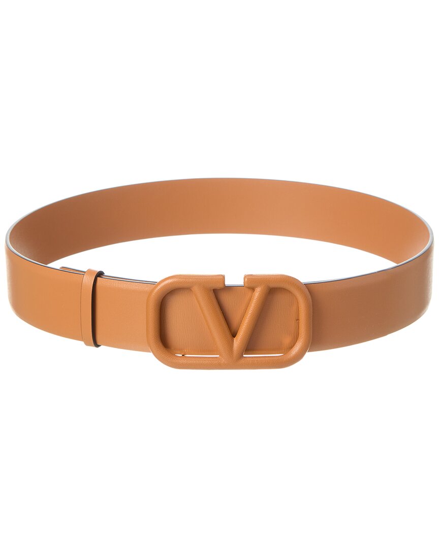 Shop Valentino Vlogo 40mm Leather Belt In Orange