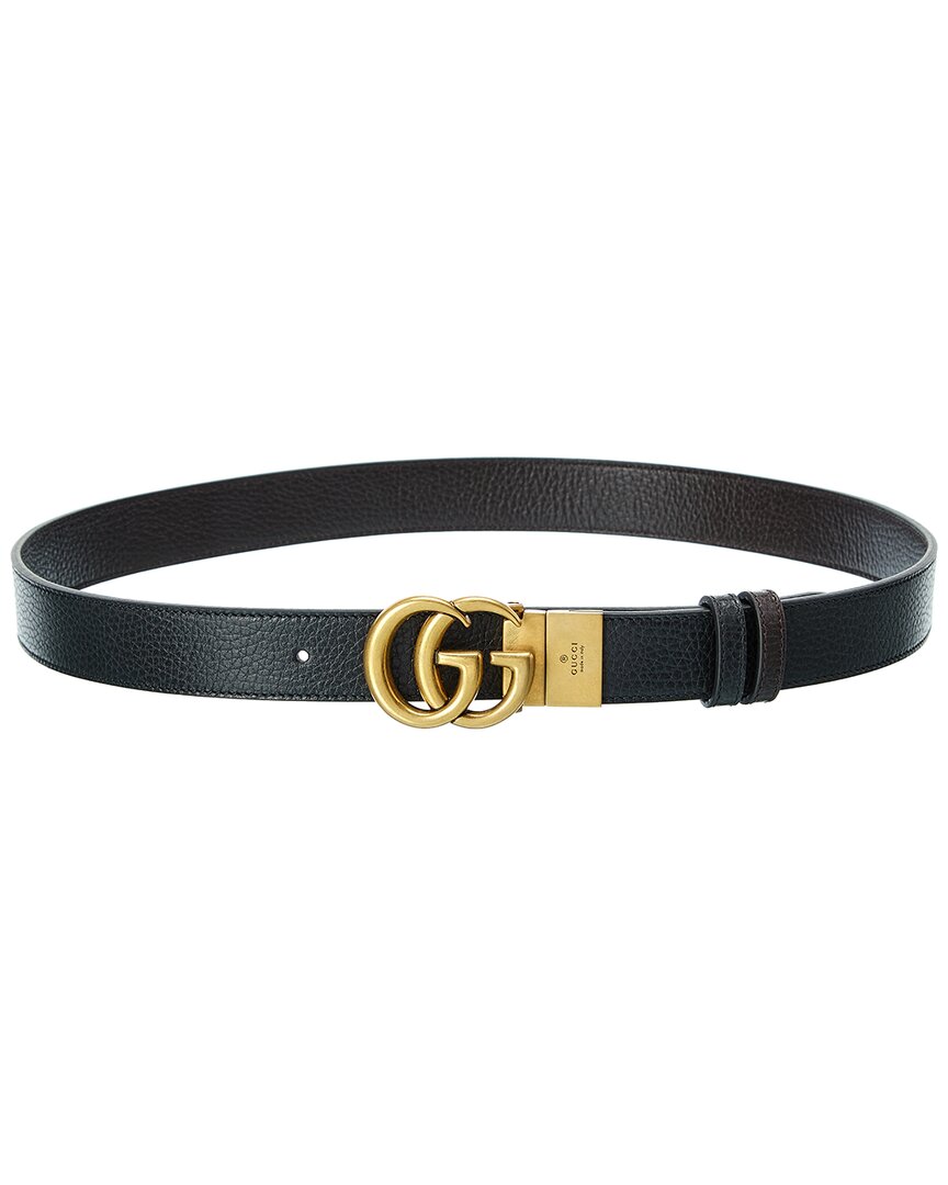 Shop Gucci Gg Marmont Reversible Leather Belt In Black