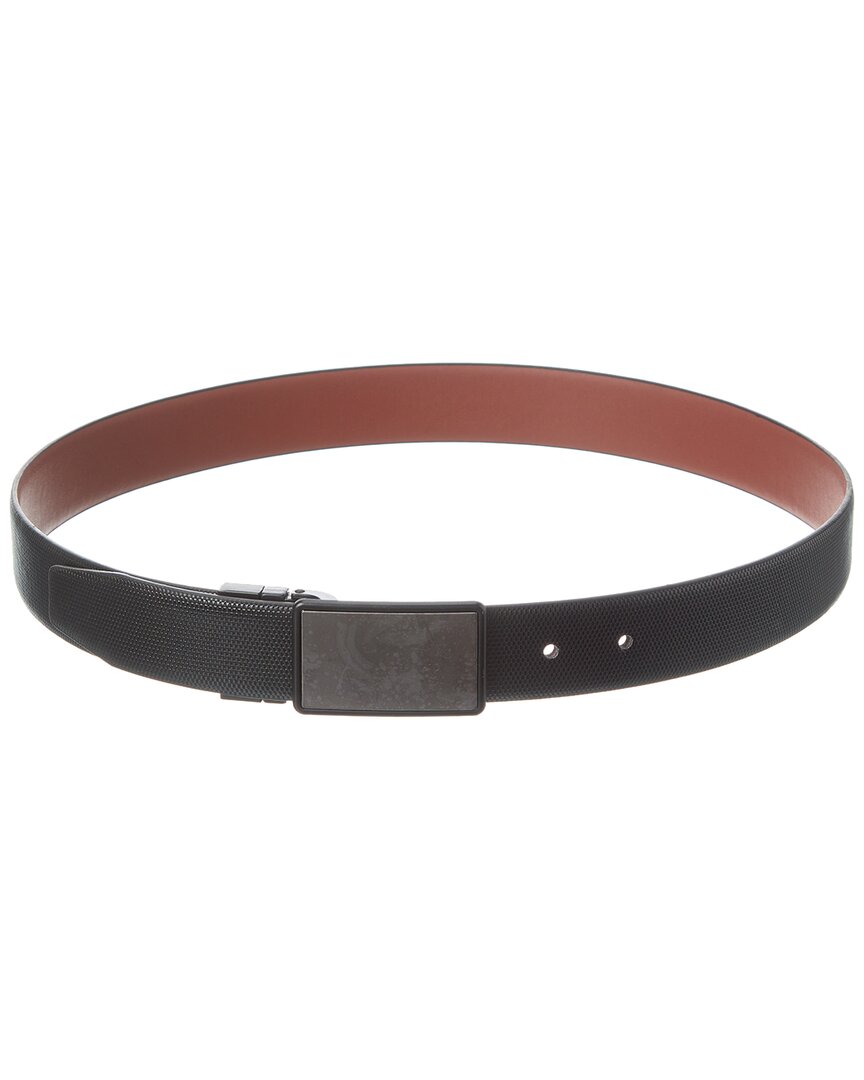 Shop Savile Row Pindot Reversible Leather Belt In Black