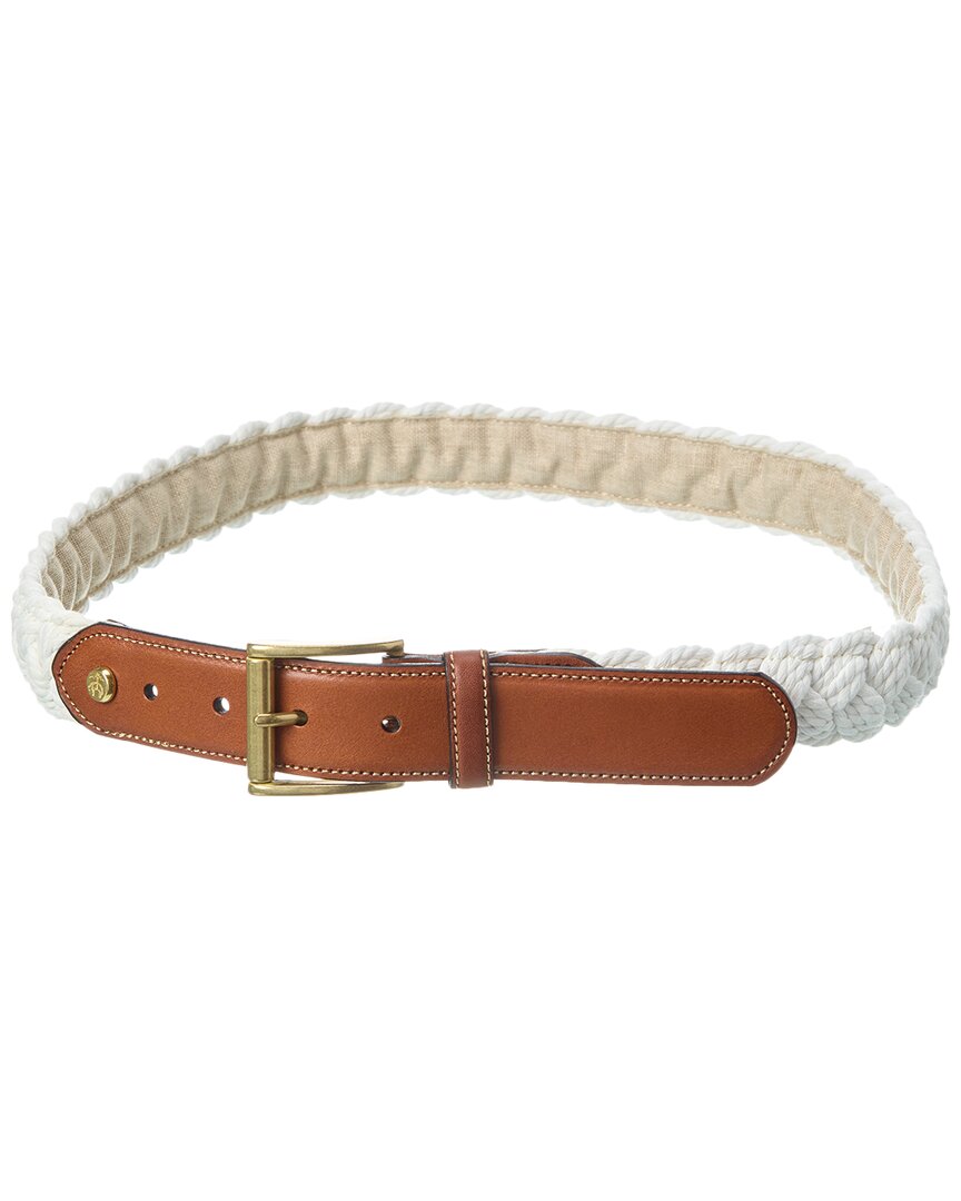 Brooks Brothers Nantucket Rope & Leather Belt In White