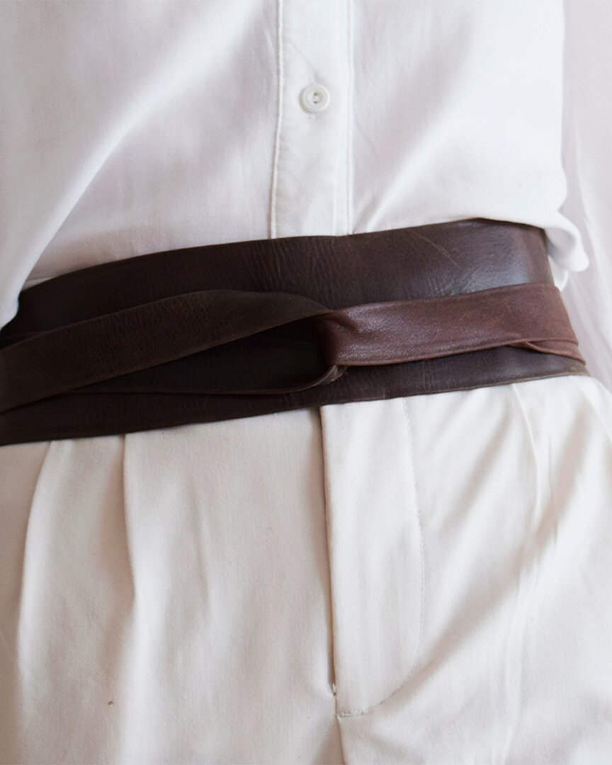 Shop Ada Collection Classic Wrap Leather Belt In Brown