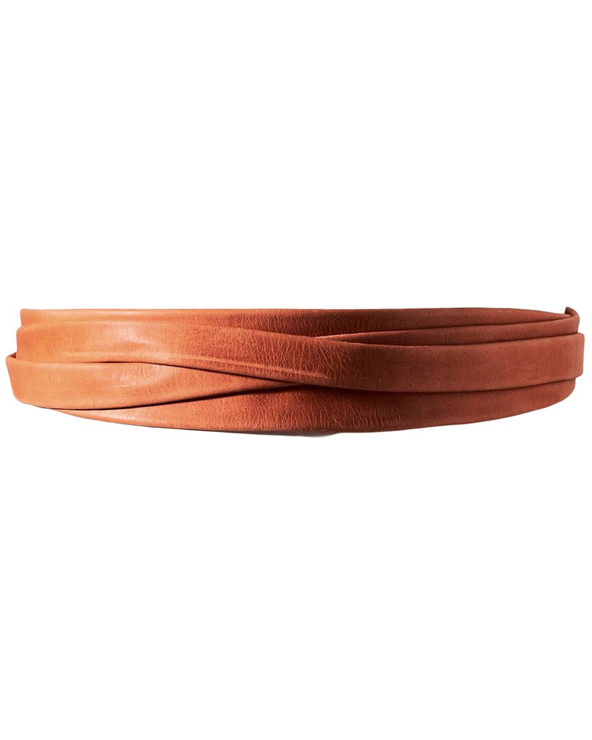 Ada Collection Midi Wrap Leather Belt In Brown