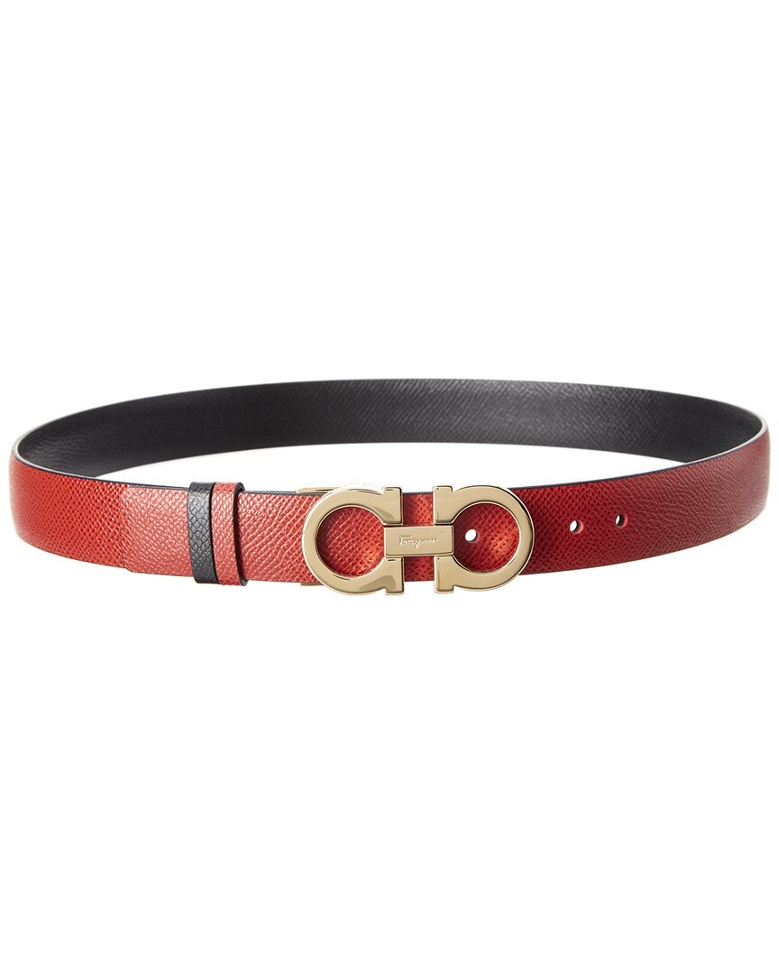 Ferragamo Gancini Reversible & Adjustable Leather Belt In Red