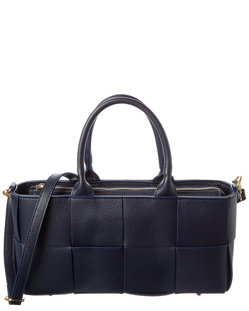 Isabella Rossetti Samantha Hand-woven Leather Shoulder Bag In Blue