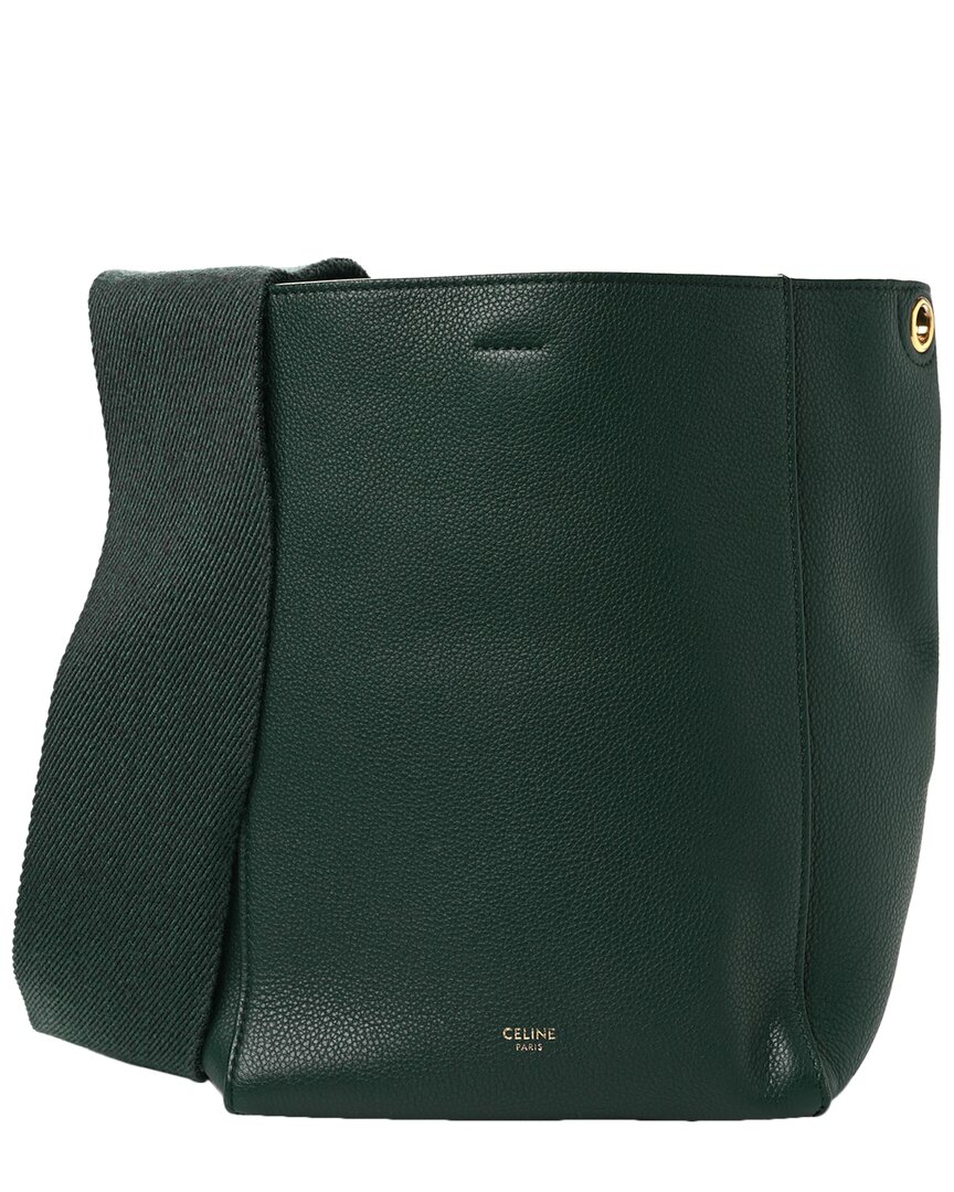 Celine Green Leather Sangle Bucket Bag (authentic Pre-loved) In Green