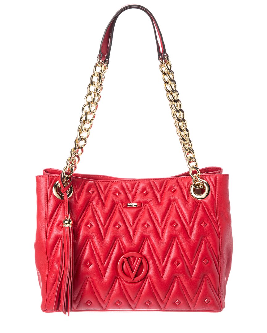 Valentino By Mario Valentino Luisa Diamond Leather Shoulder Bag In Red