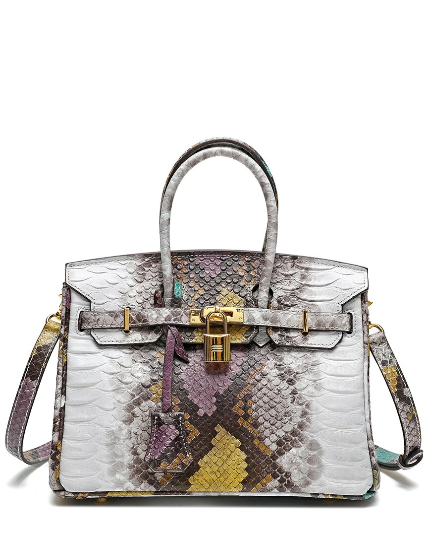 TIFFANY & FRED TIFFANY & FRED PARIS SNAKE EMBOSSED LEATHER SATCHEL