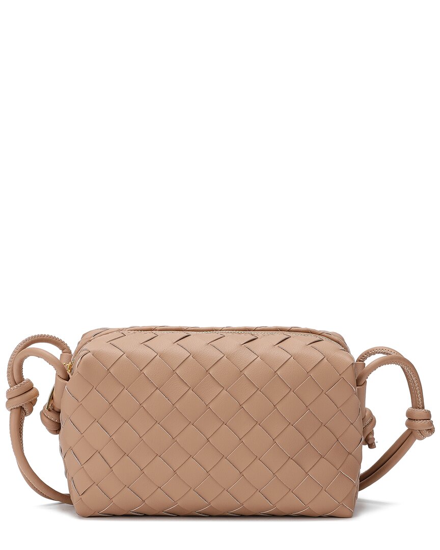 Tiffany & Fred Paris Large Hand-woven Leather Tote In Orange