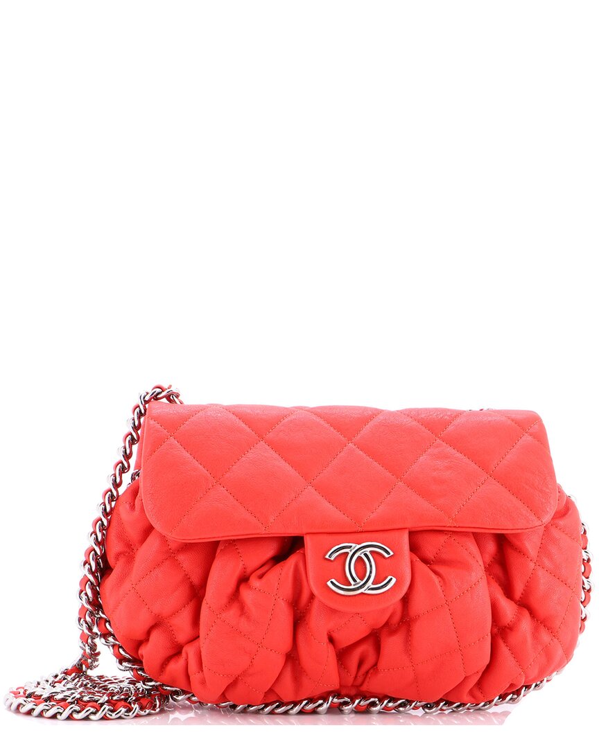 CHANEL Pre-owned Red Quilted Leather Chain Around Flap Bag Medium (authentic Pre-loved)
