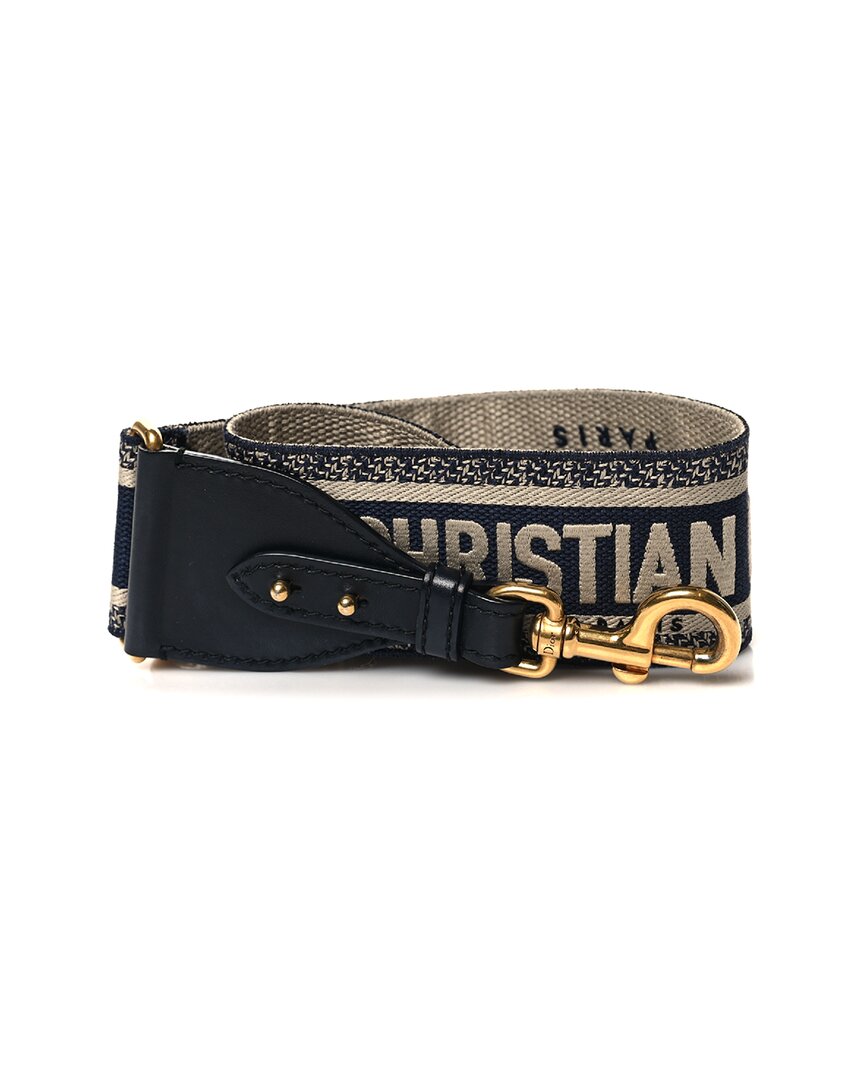Dior Blue Canvas Embroidered Shoulder Strap (authentic )