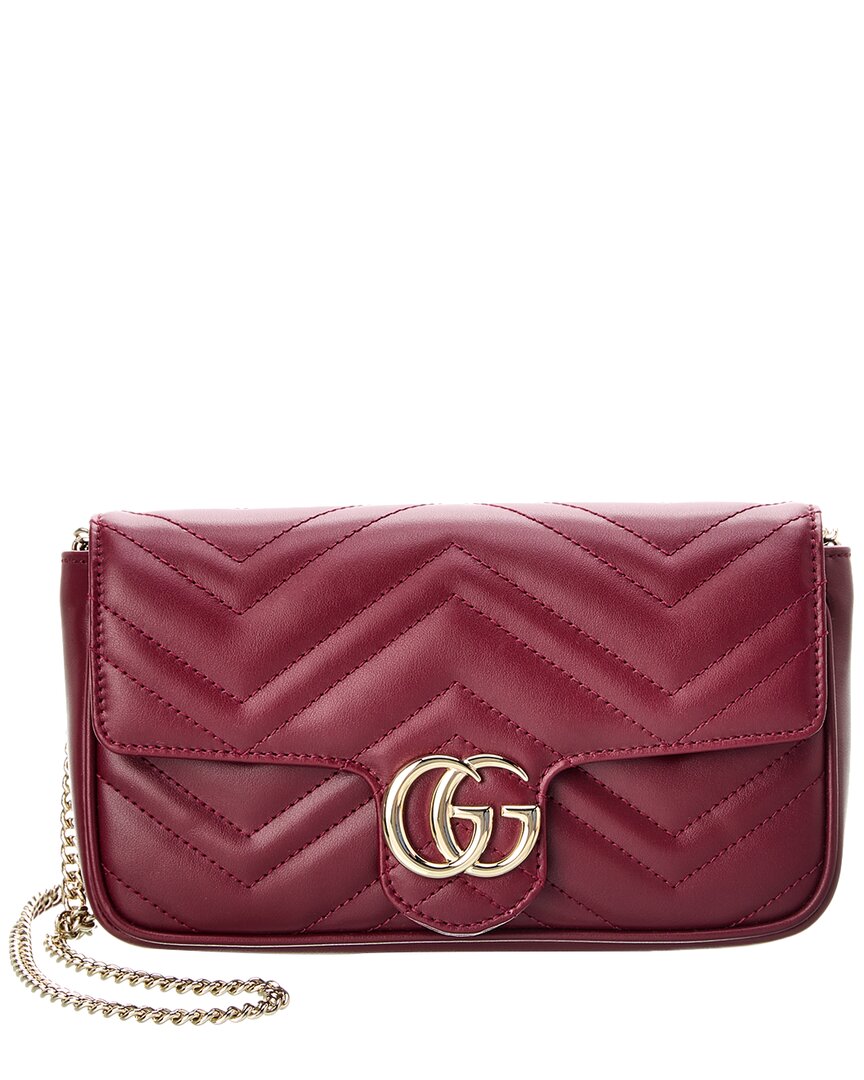 Gucci Gg Marmont Mini Leather Shoulder Bag In Red