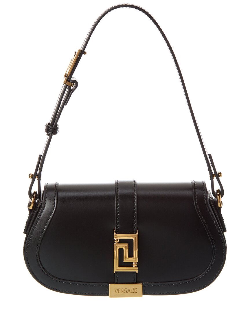 Versace Greca Goddess Mini Leather Shoulder Bag In Black