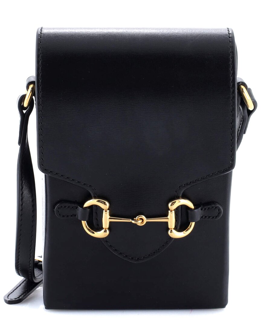 Gucci Black Sheep Leather Horsebit 1955 Crossbody Mini (authentic Pre-loved)