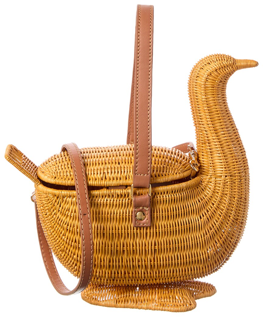 Serpui Max Swan Mini Basket Bag In Beige