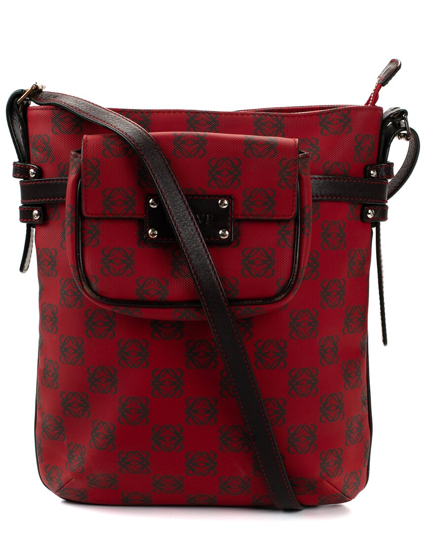 Loewe Red Canvas Anagram Crossbody Bag (authentic )