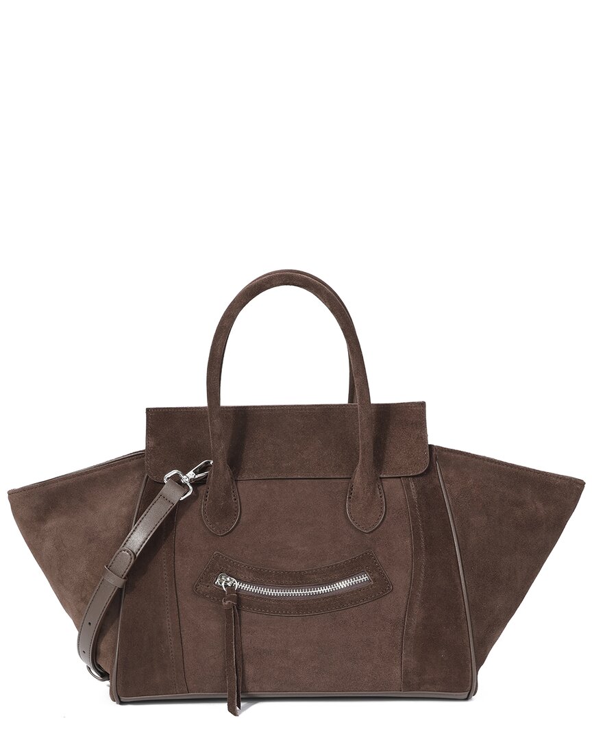 Tiffany & Fred Paris Suede & Leather Winged Tote In Brown