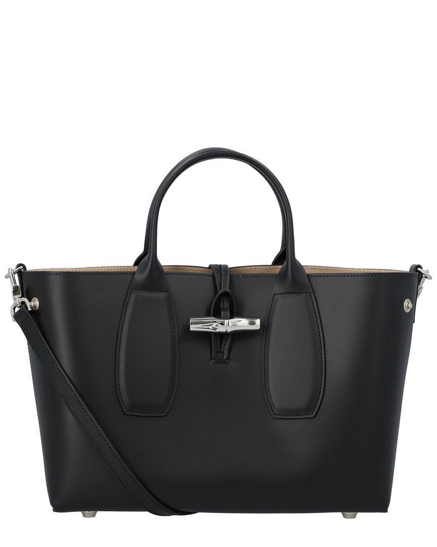Longchamp Le Roseau Xs Leather Handbag In Black