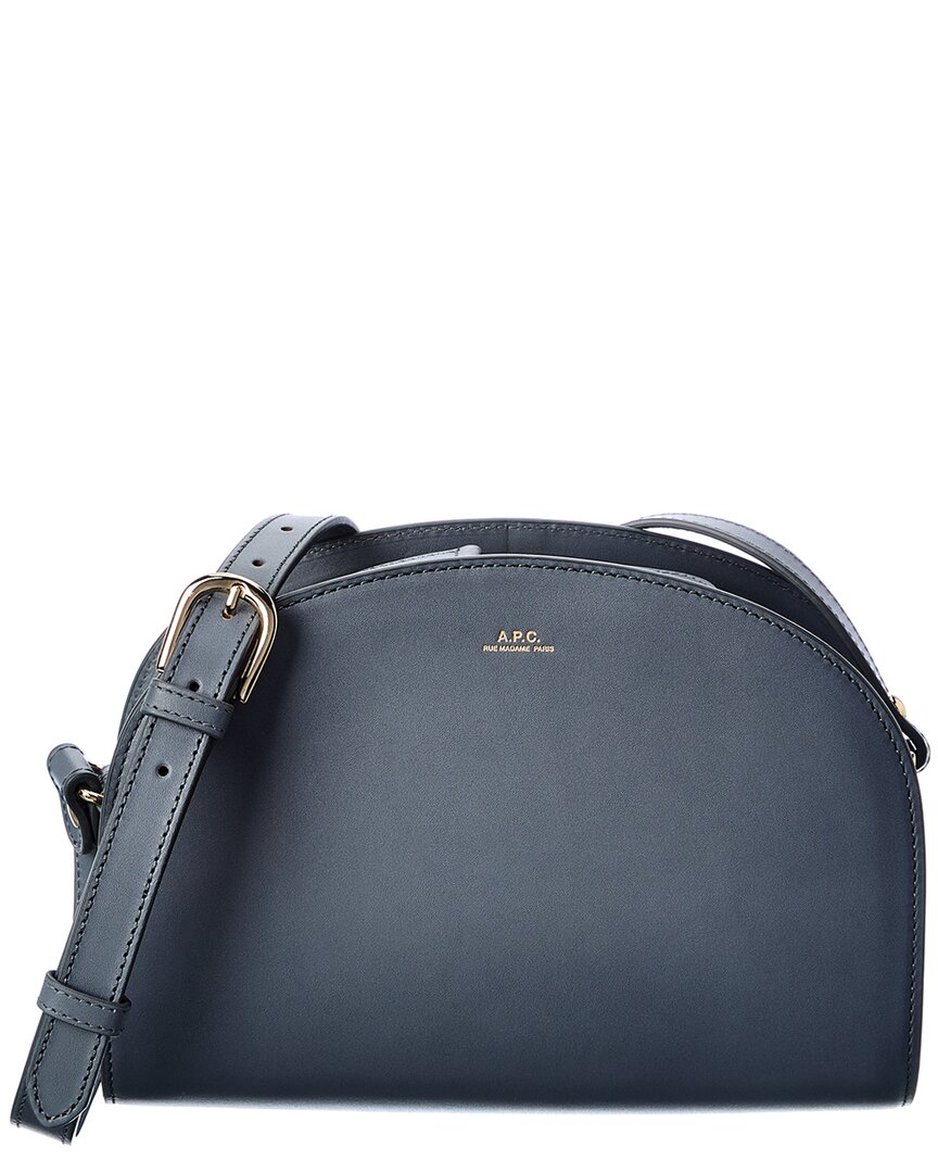 Apc A.p.c. Sac Demi Lune Leather Crossbody In Grey ModeSens