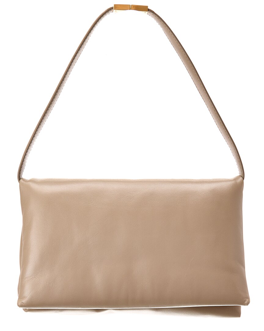 Marni Prisma Leather Shoulder Bag In Beige