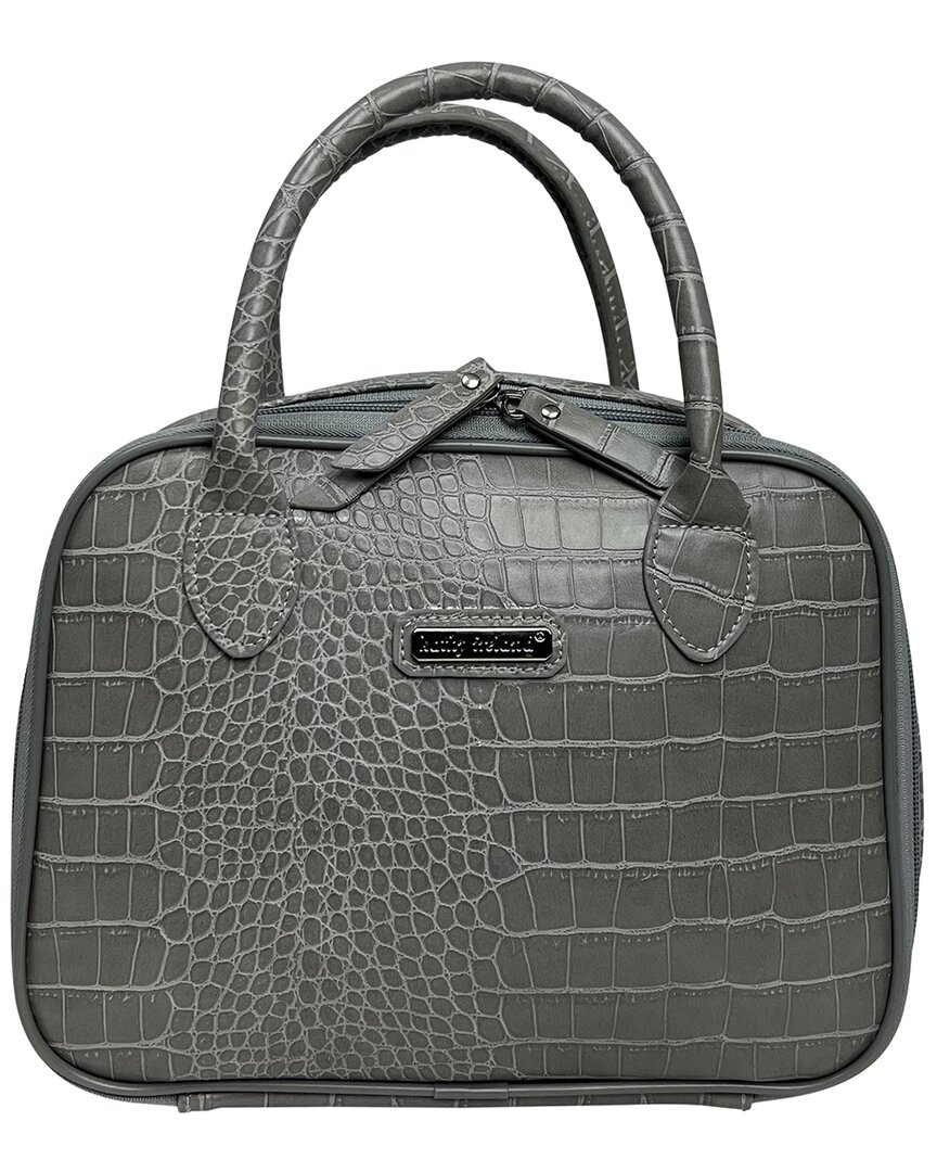 Kathy Ireland Croco Dome Lunch Tote In Silver