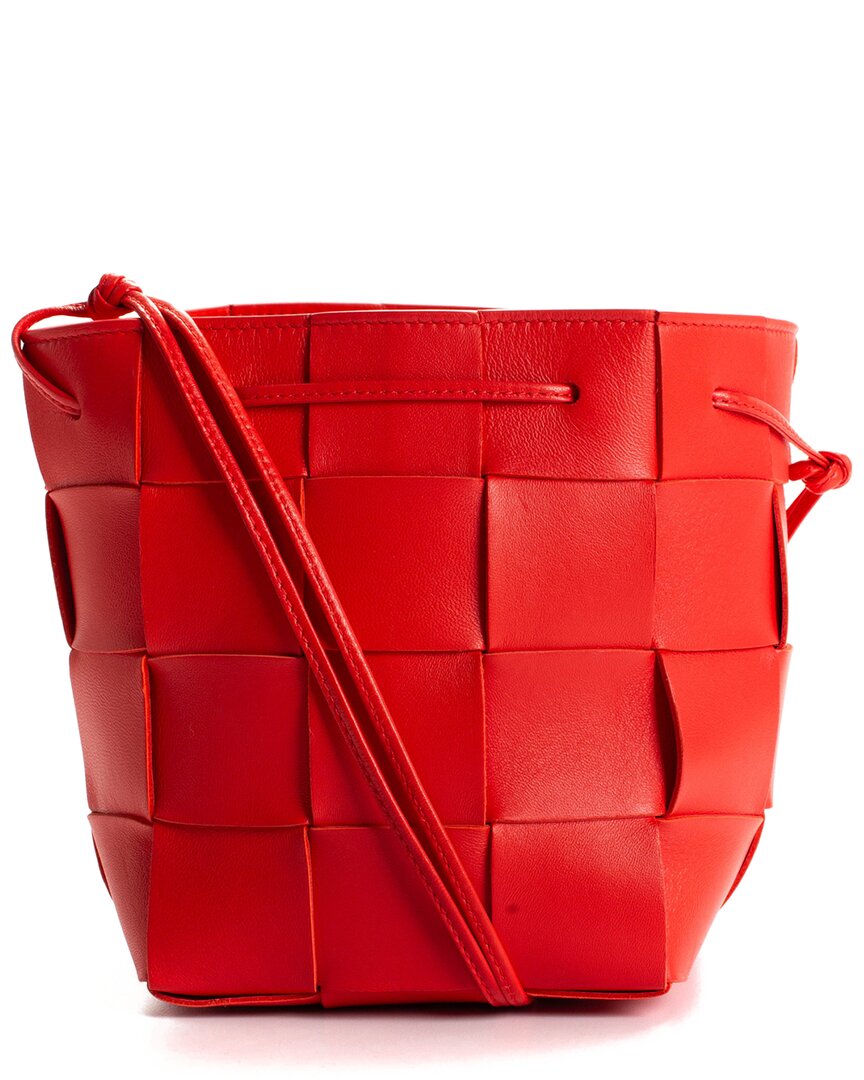 Bottega Veneta Red Intrecciatto Leather Cassette Bucket Bag (authentic Pre-  Owned)