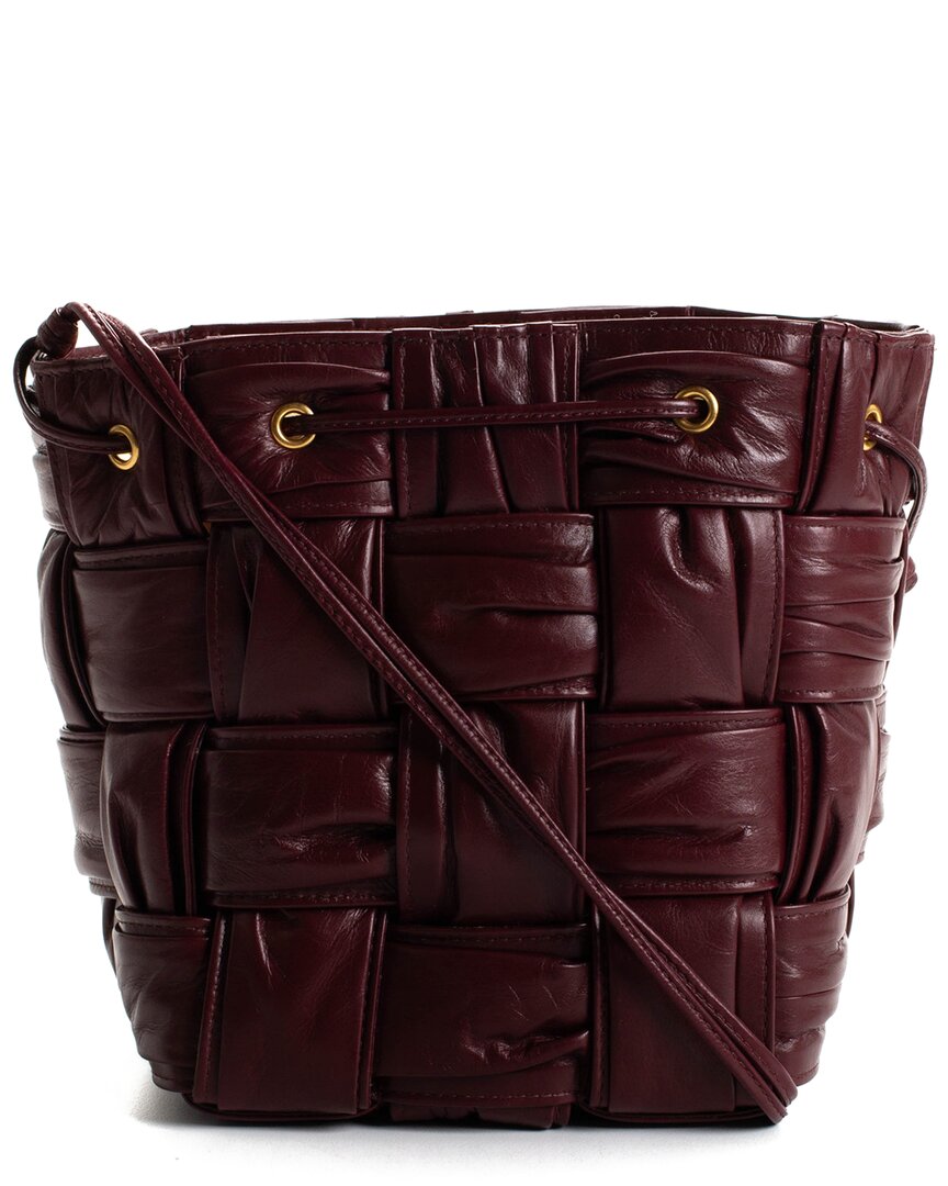 Bottega Veneta Burgundy Intrecciato Leather Small Cassette Bucket Bag (Authentic Pre-Loved)