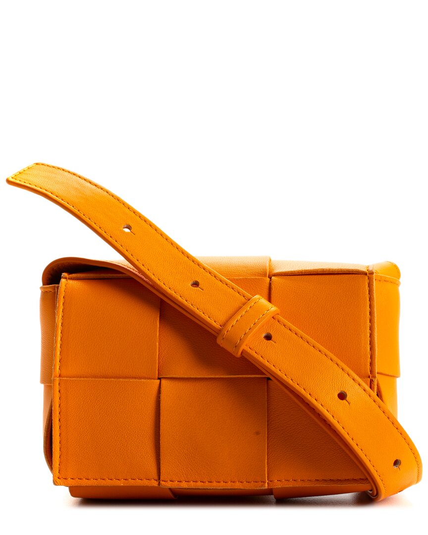 Bottega Veneta Candy Cassette Crossbody Bag In Tangerine & Gold