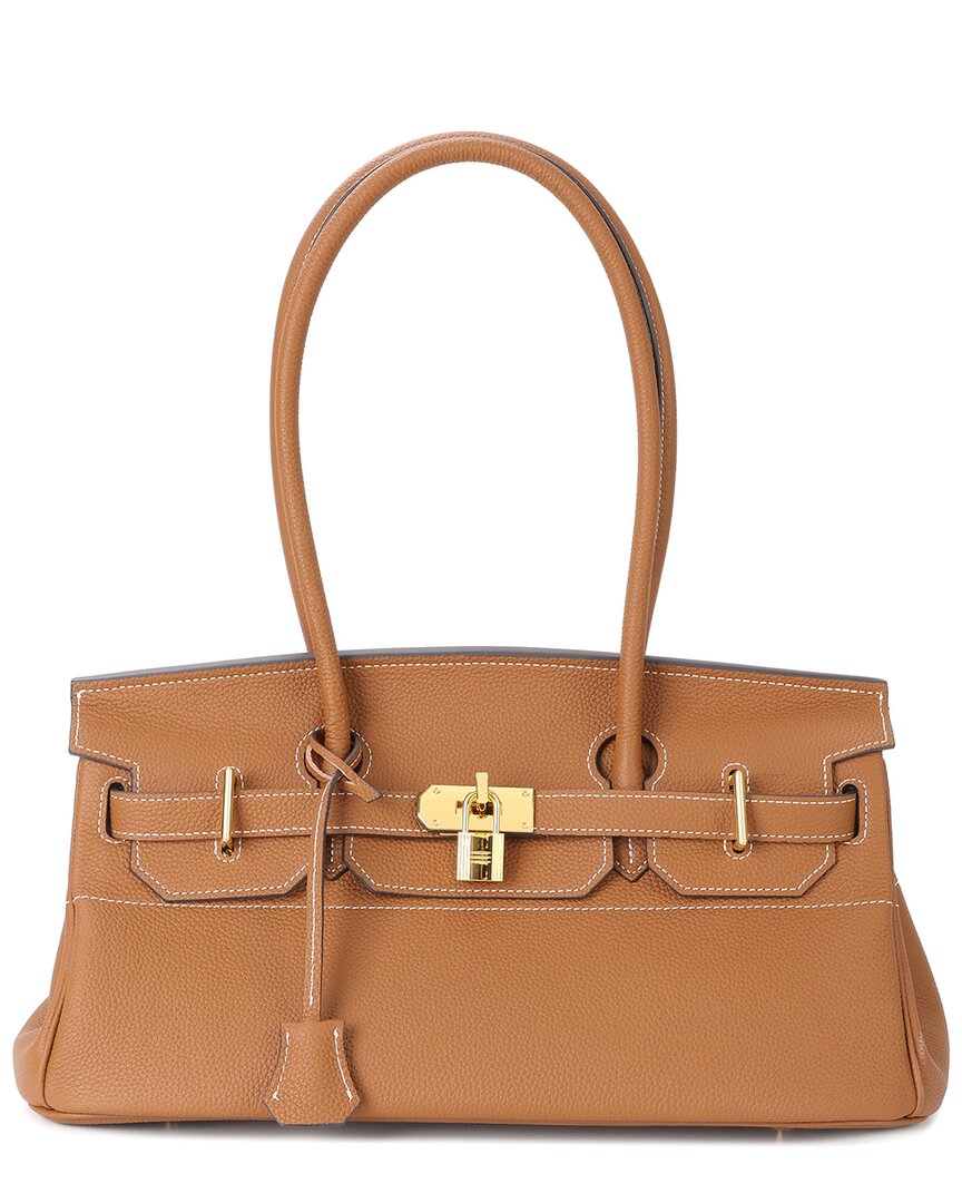 Tiffany & Fred Paris Structured Leather Top Handle Tote In Brown