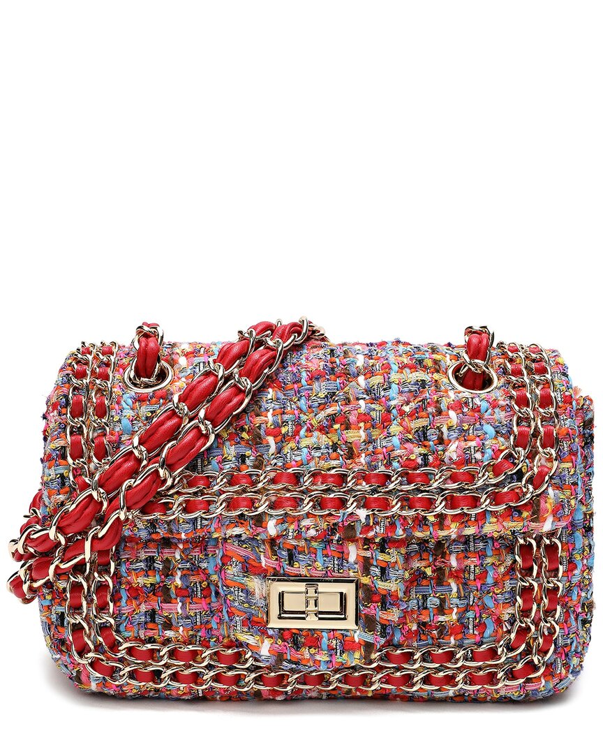 Tiffany & Fred Paris Wool & Leather Crossbody In Orange