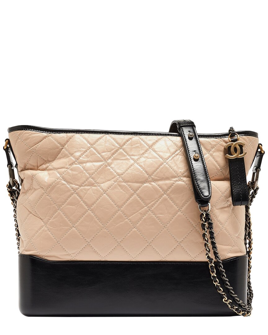 Pre-owned Chanel Black Quilted Leather Large Gabrielle Hobo (authentic )