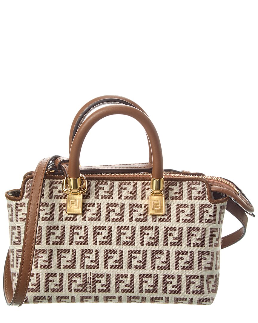 Fendi By The Way Mini Ff & Leather Shoulder Bag In Brown