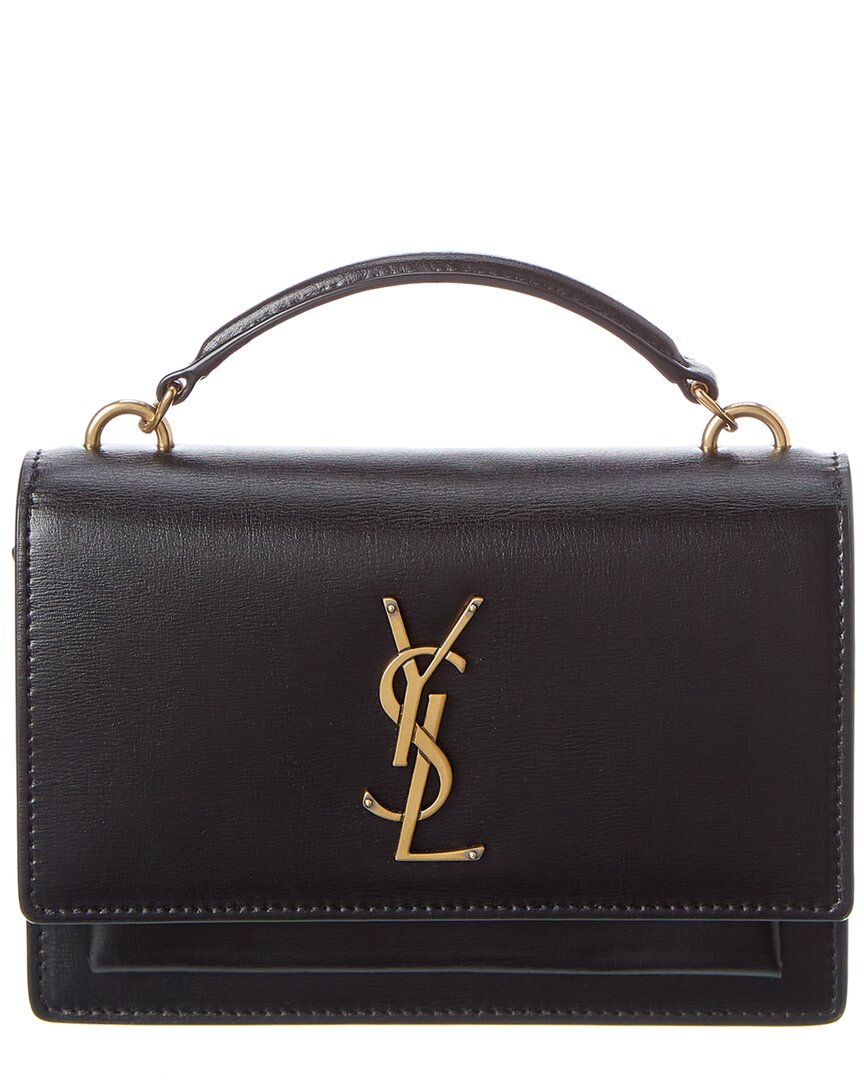 Saint Laurent Sunset Small Leather Shoulder Bag In Black