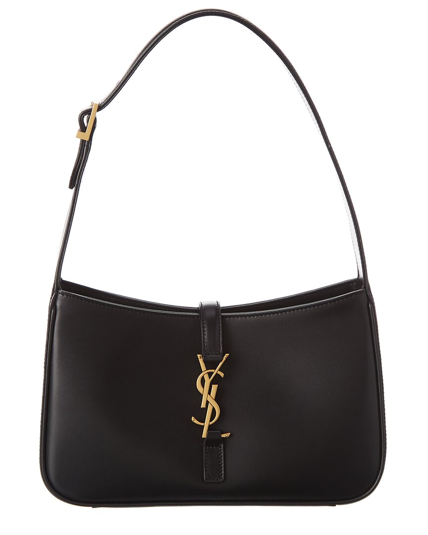 Saint Laurent Le 5 A 7 Smooth Leather Hobo Bag In Black