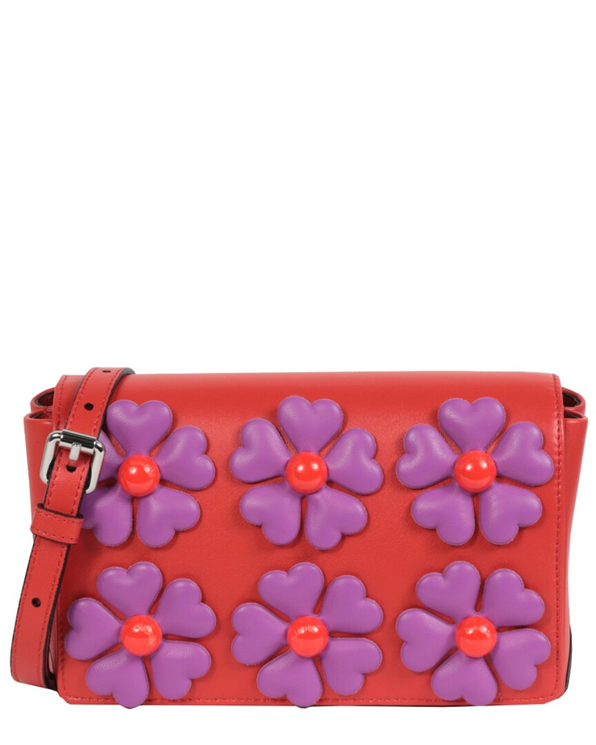 Moschino Floral Applique Shoulder Bag In Red