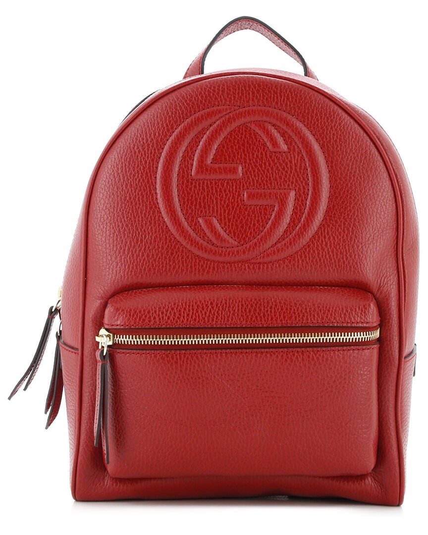 Gucci Soho Chain Backpack Leather (authentic Pre-loved) In Red