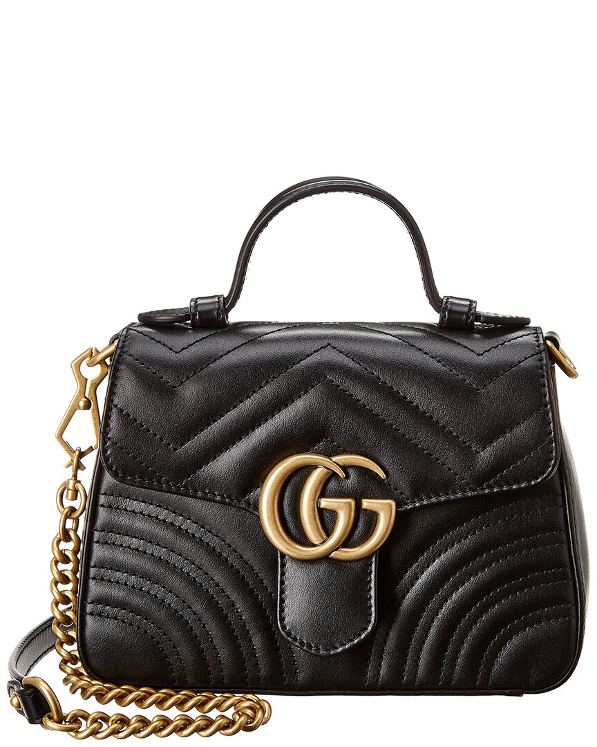 GUCCI GUCCI GG MARMONT MINI MATELASSE LEATHER TOP HANDLE SHOULDER BAG