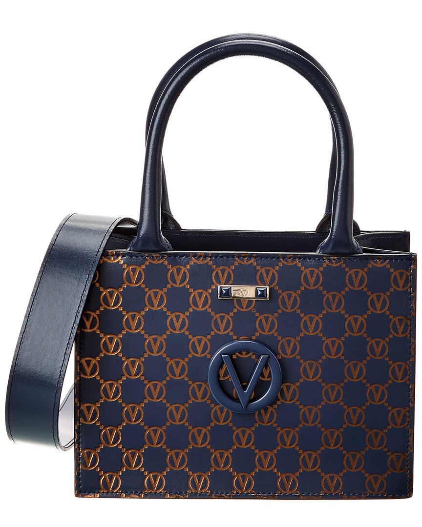 Valentino By Mario Valentino Marie Monogram Leather Tote In Blue