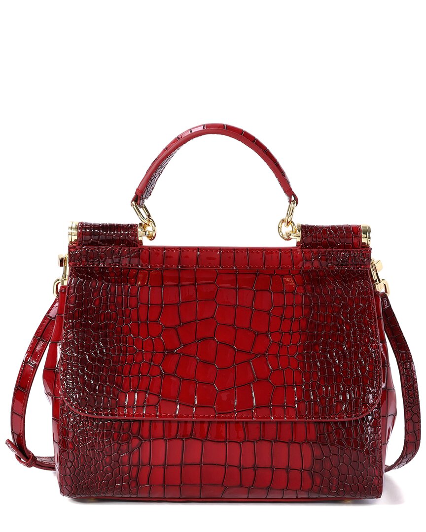 TIFFANY & FRED TIFFANY & FRED PARIS CROC-EMBOSSED LEATHER SATCHEL