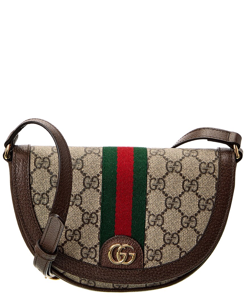 Gucci Ophidia Mini Gg Supreme Canvas & Leather Shoulder Bag In Brown