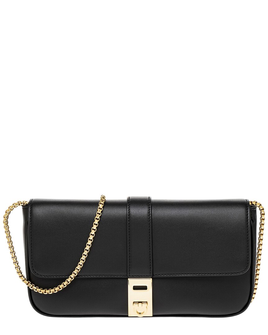 Ferragamo Mini Leather Shoulder Bag In Black