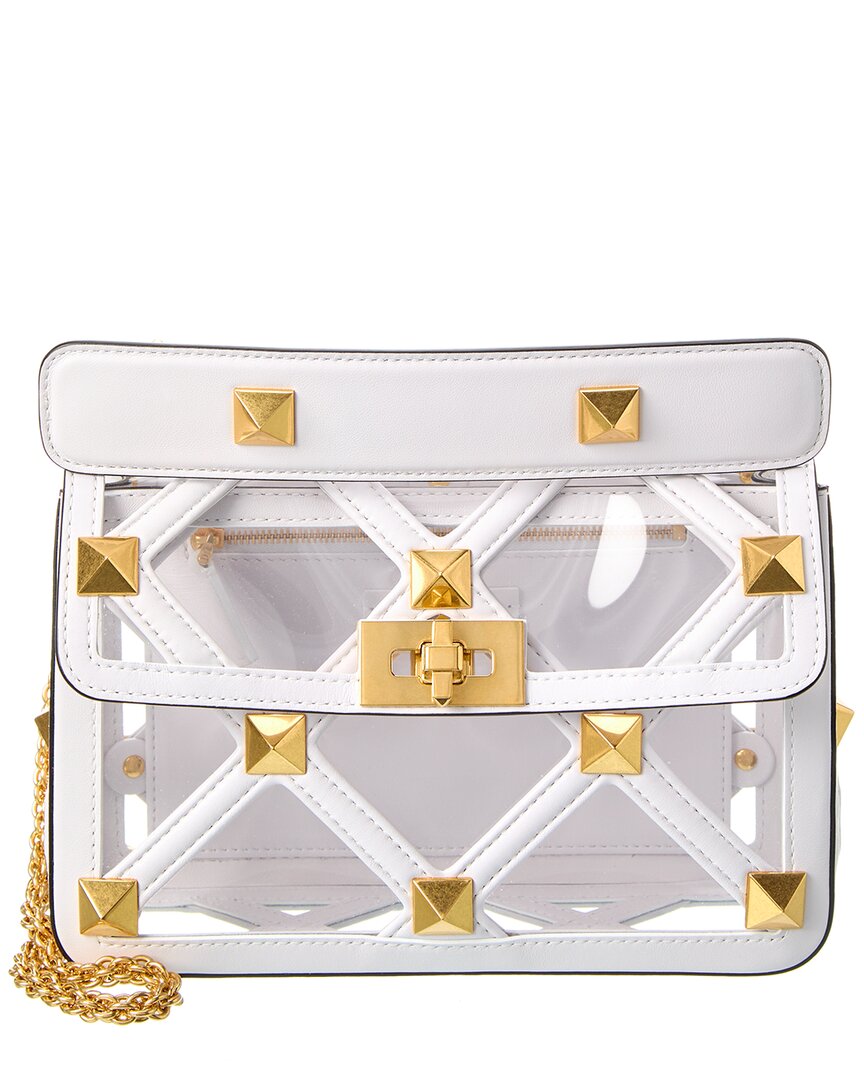 Valentino Medium Roman Stud Crossbody Bag In White