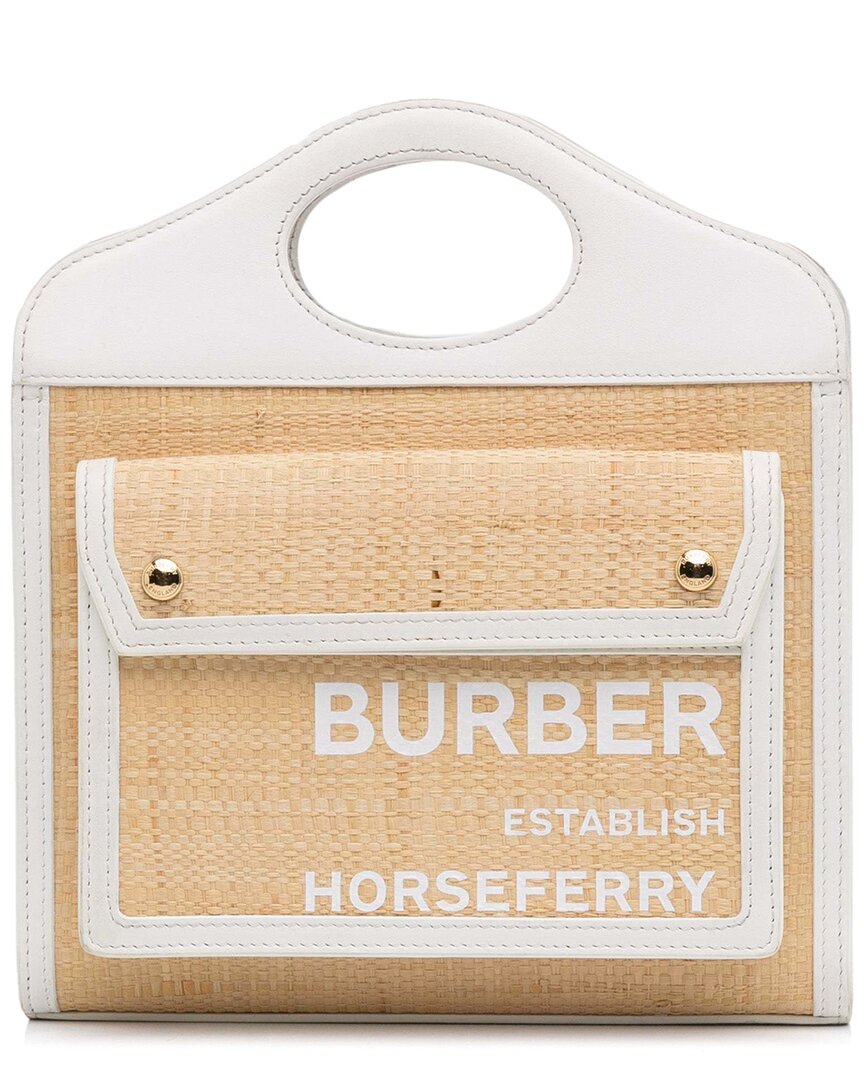Burberry Brown Raffia Pocket Satchel (authentic Pre-loved) In Brown