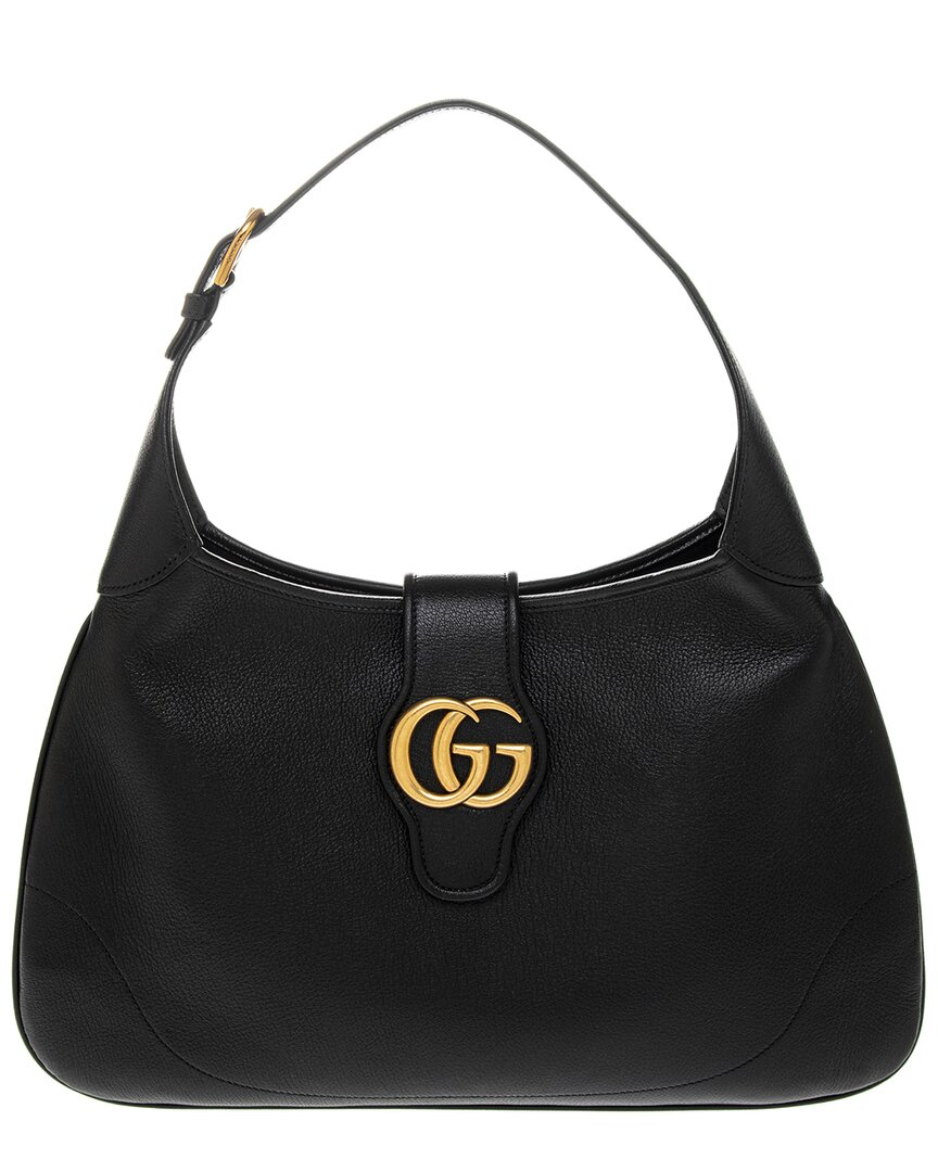 Gucci Aphrodite Medium Leather Shoulder Bag In Black