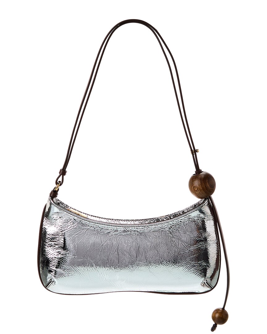 Shop Jacquemus Le Bisou Perle Leather Shoulder Bag In Silver